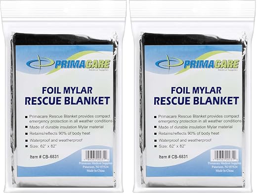 Primacare CB-6831 Emergency Mylar Thermal Foil Blanket, Lightweight and Durable by Primacare
