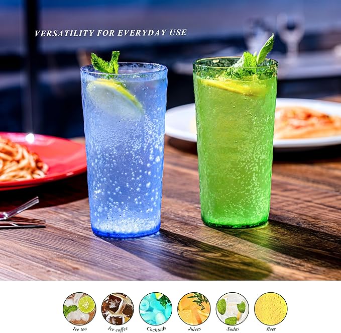 18oz Acrylic Glasses Drinkware, Ice-carved Design Unbreakable Plastic Cups - Image 5