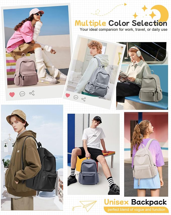 BJLFS White School Backpack for Girls Women, Waterproof High School Book Bag - Image 2
