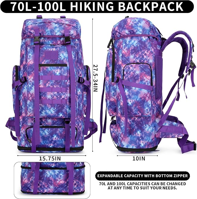 Hiking Backpack for Men 70L/100L Camping Backpack Military Rucksack Molle 3 - Image 2