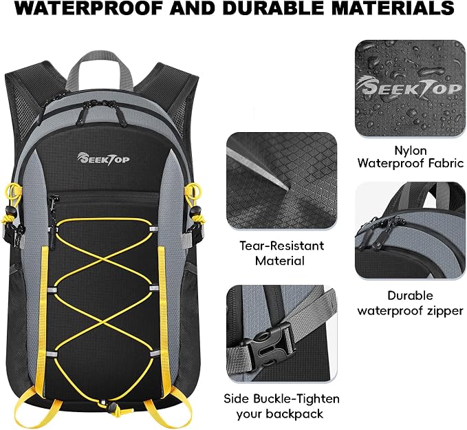 Seektop 20L Foldable Waterproof Hiking Backpack, Ultralight Small Lightweight - Image 2