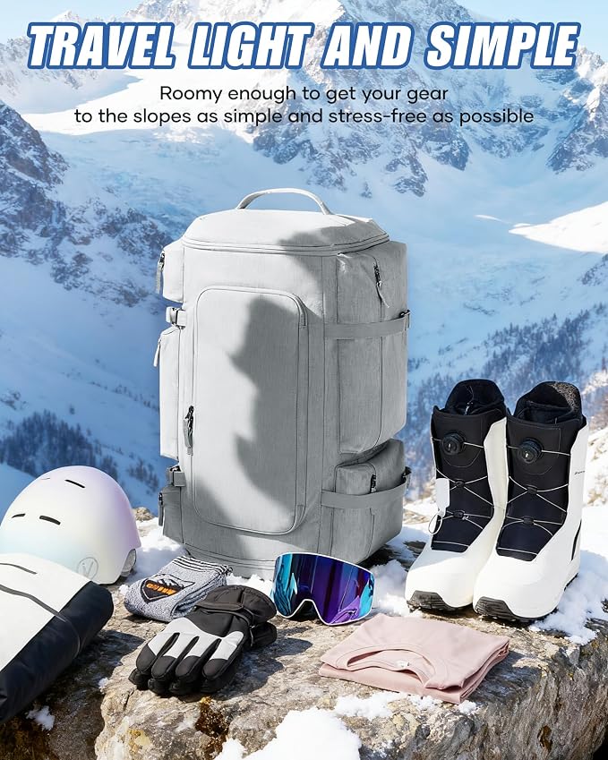 Ski Boot Bag Backpack for Helmet, 70L Waterproof Vacuum Backpack Travel - Image 5