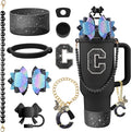 9PCS Black for Stanley Cup Accessories Set Bling Initials Bow Charms for by Unknown
