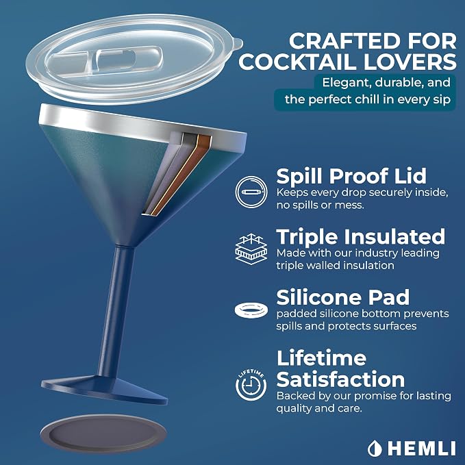 Martini Glass, Stainless Steel Insulated Martini Tumbler, Cocktail Cup - Image 3