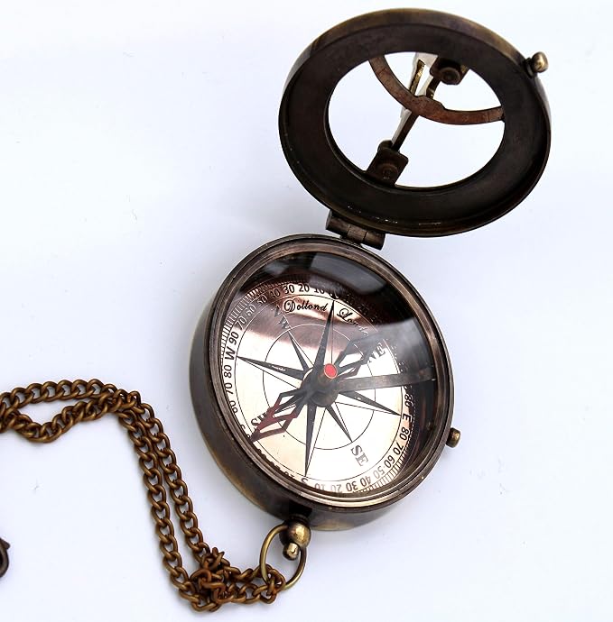Captain's Brass Sundial Compass – Vintage Marine Nautical Compass, Functional - Image 6