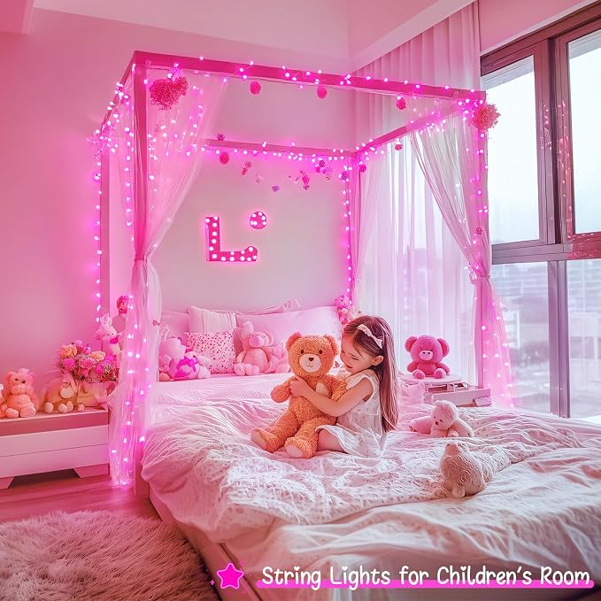 JMEXSUSS 33ft 100 LED Pink Battery Operated Lights - Image 5