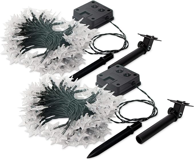 2 Pack Solar Powered Outdoor Patriotic Star String Lights, 100 LED 33 FT Each - Image 8