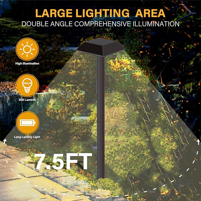 Super Bright 300 Lumens Solar Pathway Lights Outdoor, 2 Lighting Color Modes - Image 4