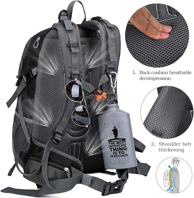 FENGDONG 40L Waterproof Lightweight Outdoor Daypack Hiking, Travel Backpack - Image 4