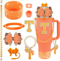 9PCS Orange for Stanley Cup Accessories Set Bling Initials Bow Charms for by Unknown