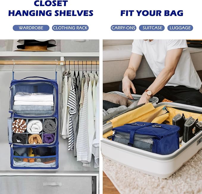 Surblue Hanging Shelves Travel Storage Bag Compression Packing Cube - Image 2
