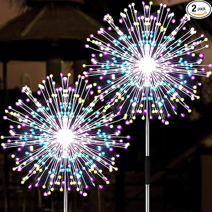JJGoo Solar Firework Lights, 2 Pack 150 LEDs 2 Lighting Modes Solar Lights by JJGoo