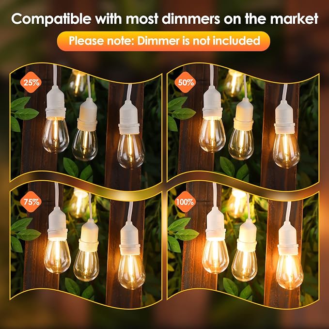Mlambert White Cord 96FT Outdoor String Lights - Image 2