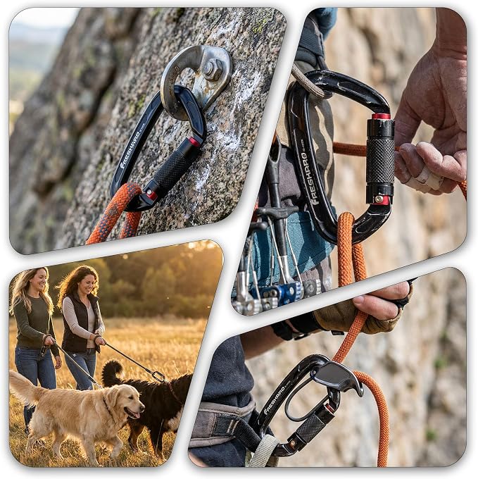 FresKaro UIAA Certified 25KN Auto Locking Climbing Carabiner Clips, Twist Lock - Image 4