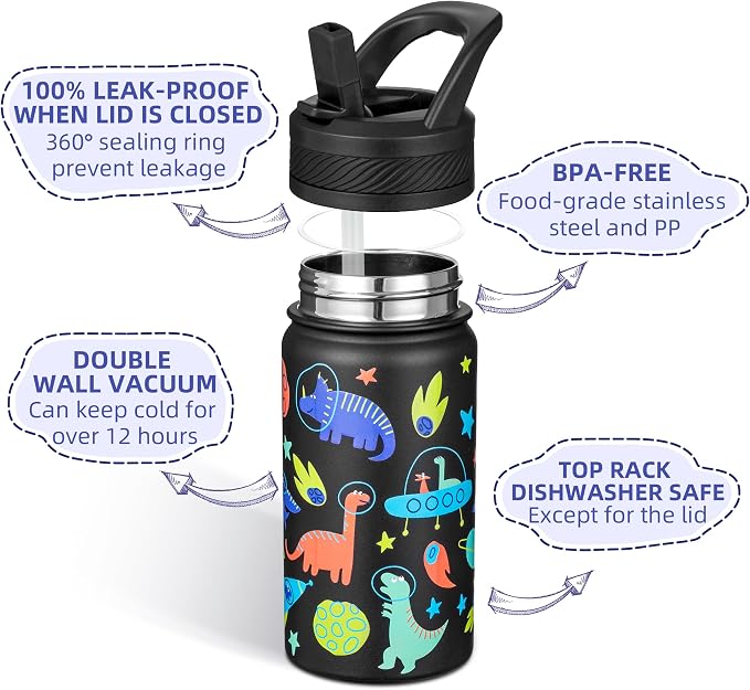Fanhaw 14 Oz Kids Insulated Water Bottle - Image 2