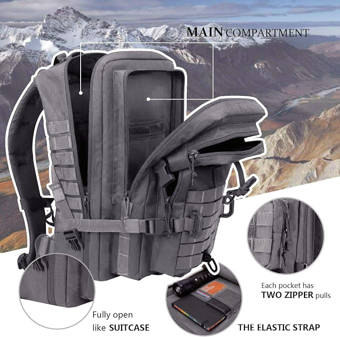 Hannibal Tactical MOLLE Assault Backpack, Tactical Backpack Military Army - Image 4