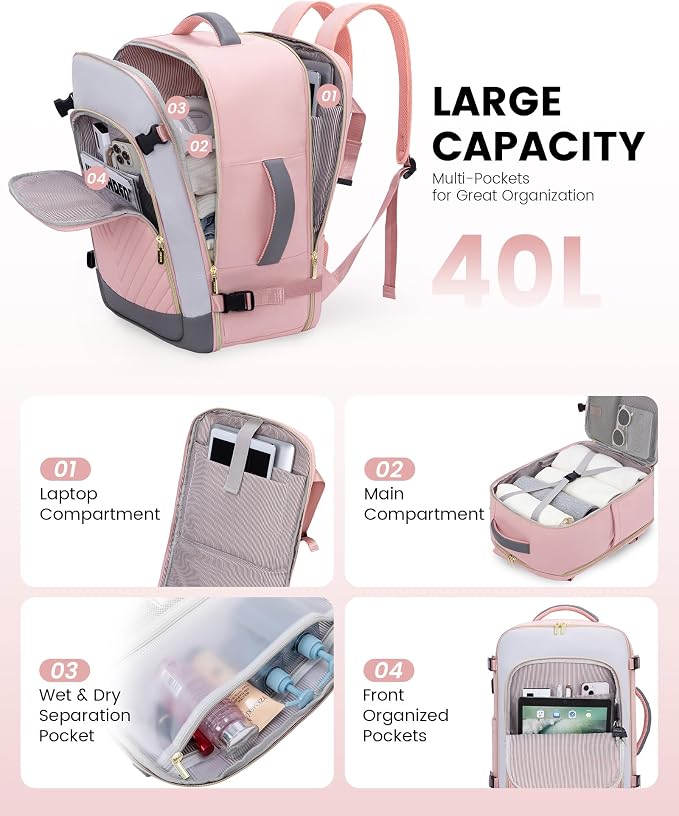 LOVEVOOK Large Travel Backpack for Women, TSA Carry on Backpack for Airplanes - Image 3