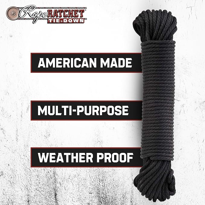 Rope Ratchet 3/16" 50 ft Braided Polypropylene Utility Cord, Weather Resistant - Image 3