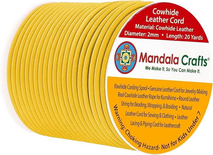 Mandala Crafts Round Genuine Yellow Leather Cord by MandalaCrafts