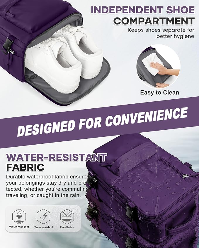 WONHOX Large Travel Backpack Carry on Flight Approved Laptop Work Business - Image 3