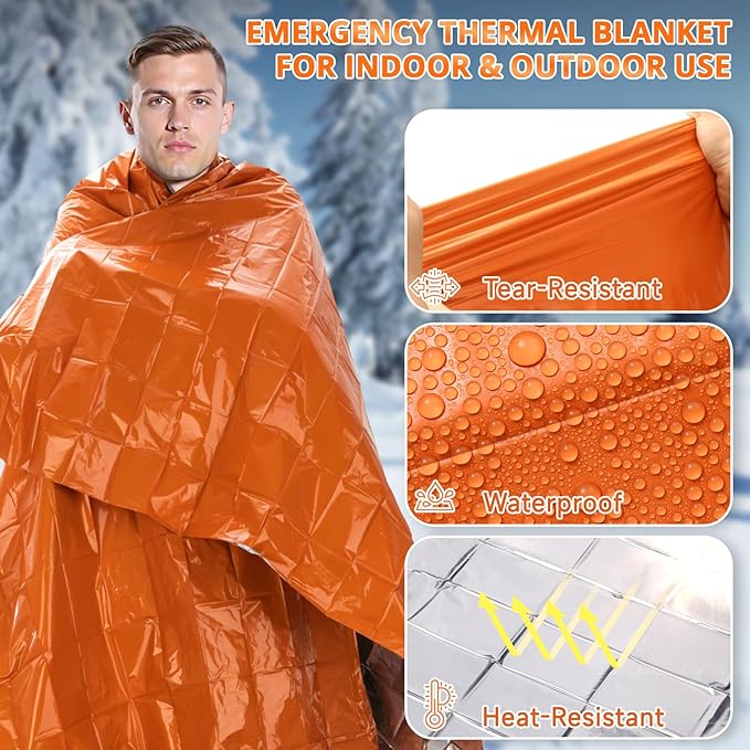 SecuCaptain Survival Emergency Thermal Blankets: Thicken 28um Space Mylar - Image 4