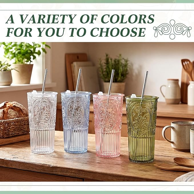 16 Set 20oz Vintage Plastic Tumbler - Image 5