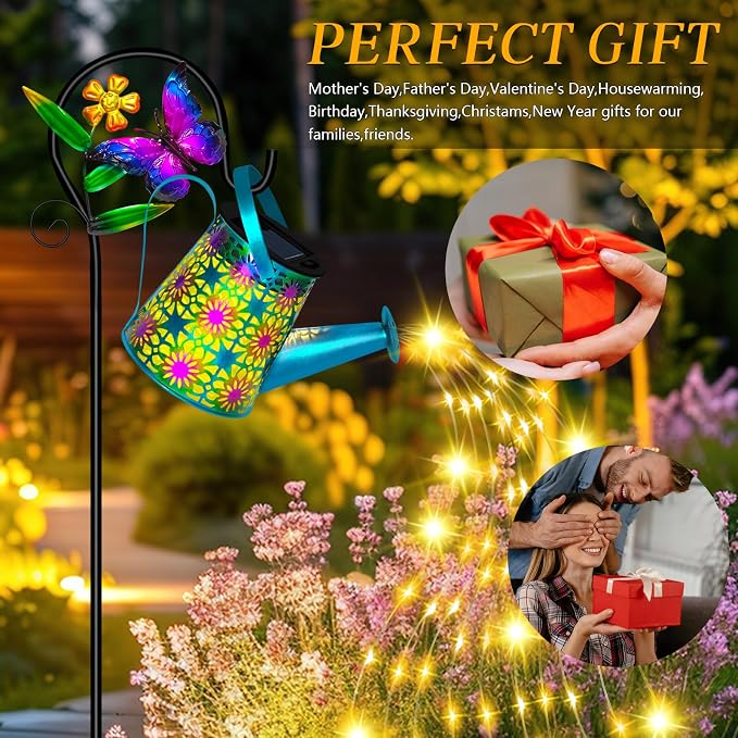 Solar Watering Can with Lights, Waterproof Solar Lantern with Butterfly - Image 6