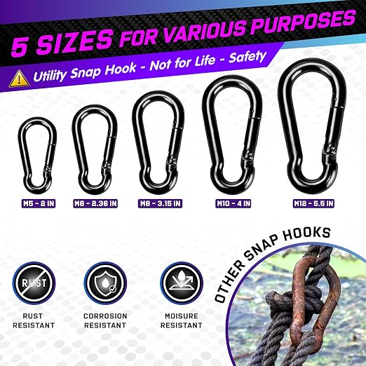 PAMAZY 2Pcs 5.5In Spring Snap Hooks 1000LBS Capacity, Utility Hook Clip - Image 6