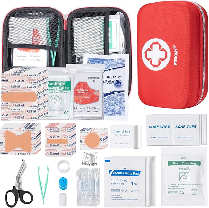 PTEROMY 300 Piece First Aid Kit, Portable Small Emergency Kits Compact 1st Aid by PTEROMY