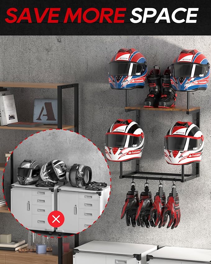 Motorcycle Helmet Holder Wall Mount, Helmet Rack - Image 3