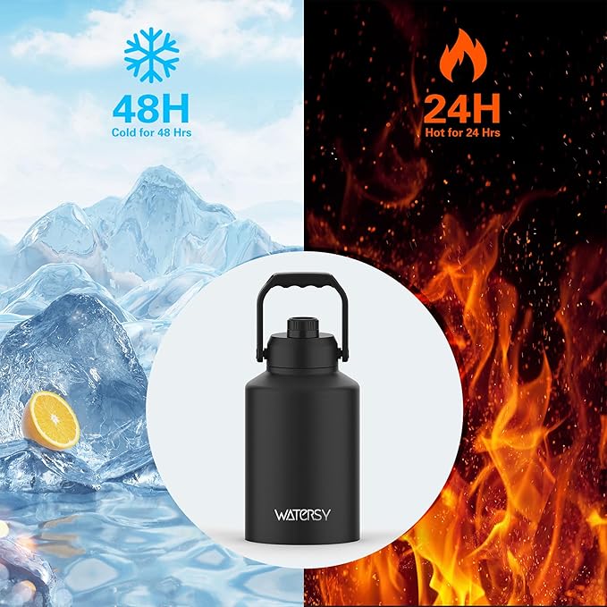 WATERSY 1 Gallon Water Bottle Insulated, BPA Free&Leak Proof, 128oz Stainless - Image 2