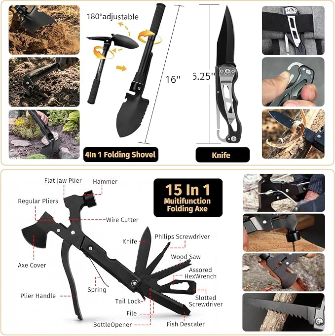 Survival Kit, Emergency Kit for Earthquake, Outdoor Adventure, Gifts for Men - Image 3