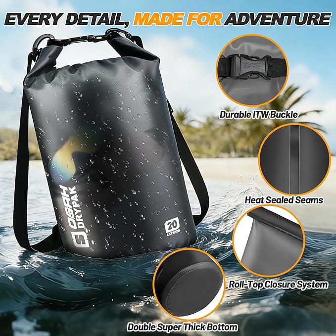 Waterproof Dry Bag, 5L/10L/20L/30L/40L Roll Top Lightweight Storage Backpack - Image 3