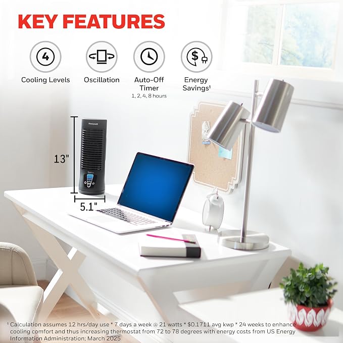 Honeywell QuietSet Personal Table Fan, Oscillating Personal Desk Fan - Image 5