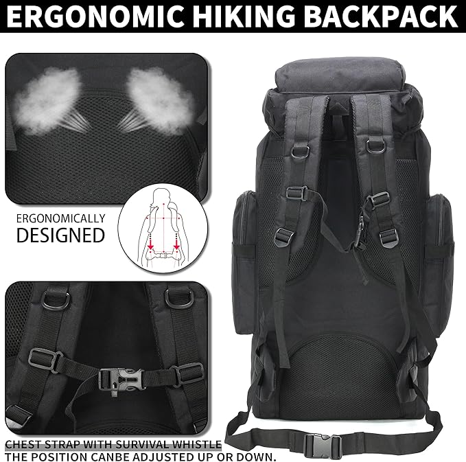 Hiking Backpack for Men 70L/100L Camping Backpack Military Rucksack Molle 3 - Image 5