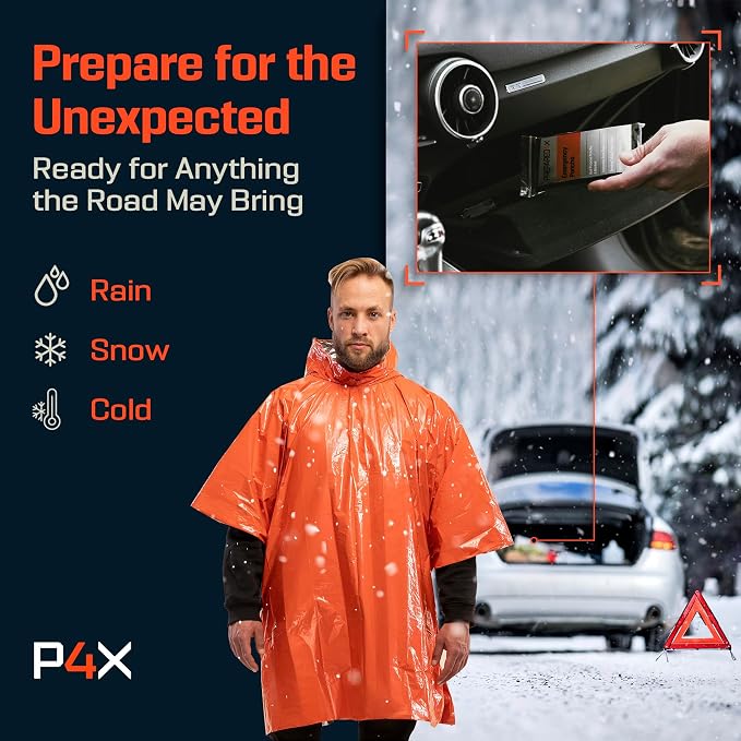 PREPARED4X Emergency Mylar Poncho – Survival Rain Poncho - Image 6