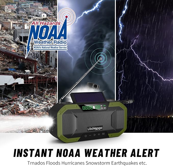 Emergency Radio Waterproof Bluetooth Speaker, Portable AM FM Radio - Image 2