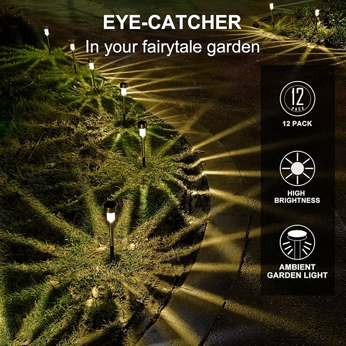 Dream Master Solar Lights Outdoor Waterproof, Stainless Steel LED Landscape - Image 3