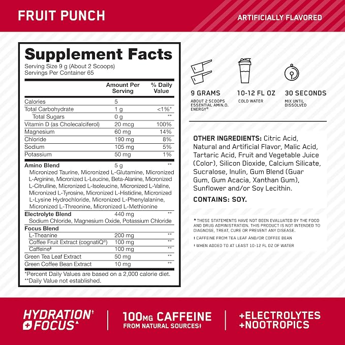 Optimum Nutrition Amino Energy Powder Plus Focus, - Image 3