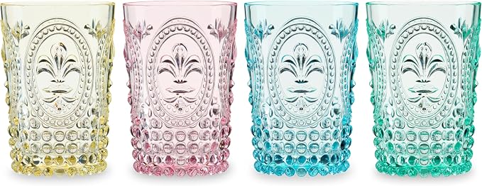 Twine Embossed Acrylic Colorful Drinking Glasses, Durable Shatterproof Tumblers by TWINE