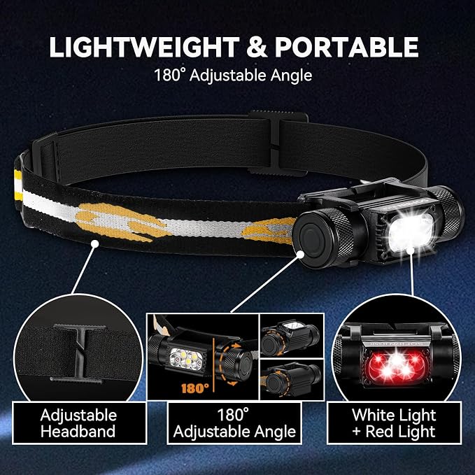 sofirn Bright Red Headlamp Rechargeable, H05B 1200 Lumens Lightweight Head - Image 7