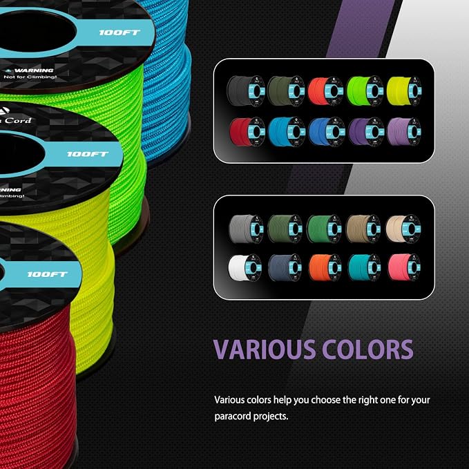 Abma Cord 2.4mm Paracord 275 100ft Nylon Rope 4 Strands Tactical Parachute Cord - Image 5