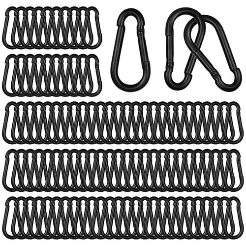 100 PCS 2.36'' Spring Snap Hook Carabiner, M6 1/4 Inch Galvanized Black Steel by HANDRERLEE