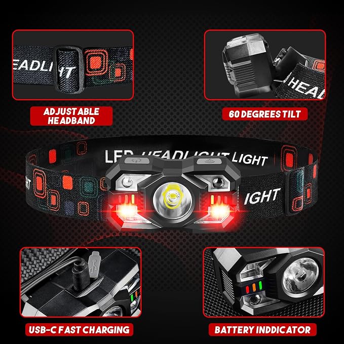 Headlamp Rechargeable 2Pack, 3000 Lumen Ultra-Light Bright Headlamp Flashlight - Image 3