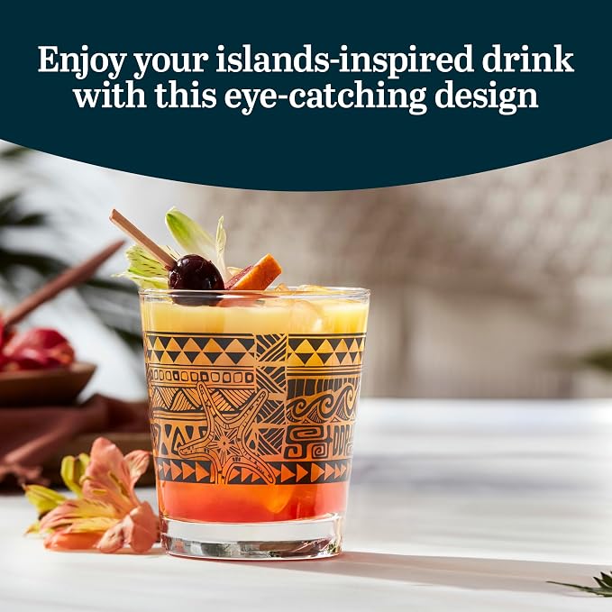 Libbey Tiki Rocks Glasses Set, Vintage-style Glassware Drinking Glasses Set of 4 - Image 2