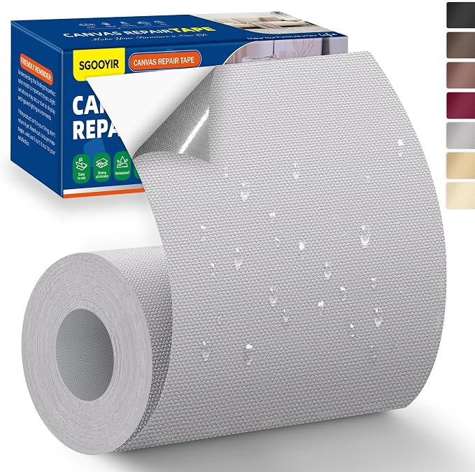 Self-Adhesive Canvas Repair Tape, Fabric Patch Repairs Kit by Sgooyir