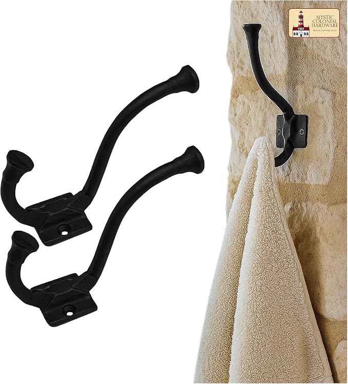 Mystic Colonial Medieval Rustic Cast Iron Wall Hooks Vintage Black Coated - Image 9