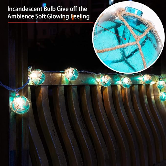 Nautical String Lights, Beach Theme Float Lights Set of 10 Blue G50 Beach - Image 5