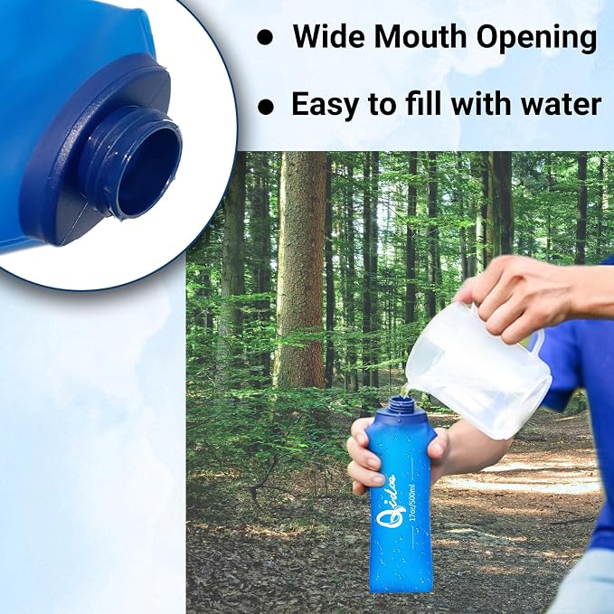 2PCS Soft Water Bottle, 17oz/500ml TPU Collapsible Flask Foldable Bottles - Image 3