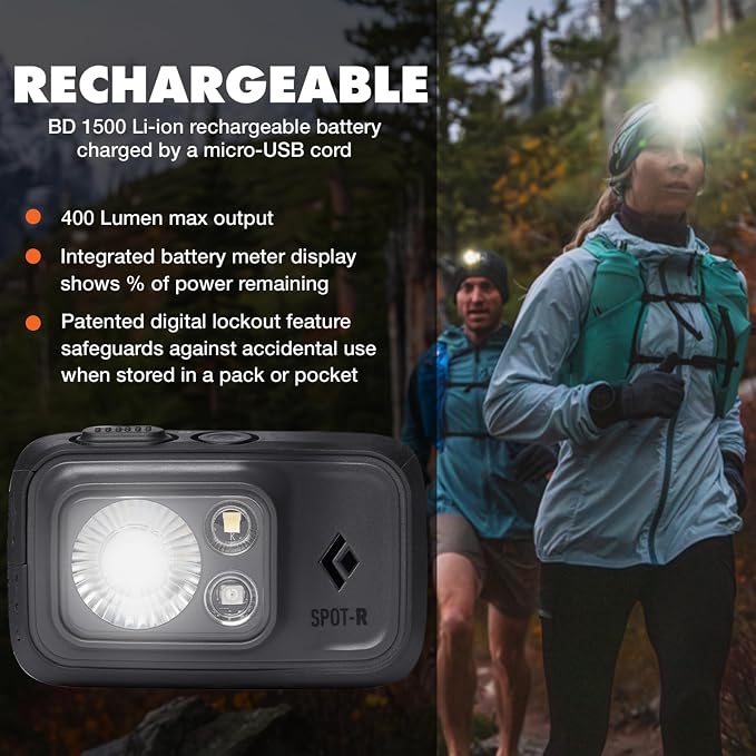 BLACK DIAMOND Spot 400-R Rechargeable Headlamp | 400 Lumens, Dimmable | - Image 2